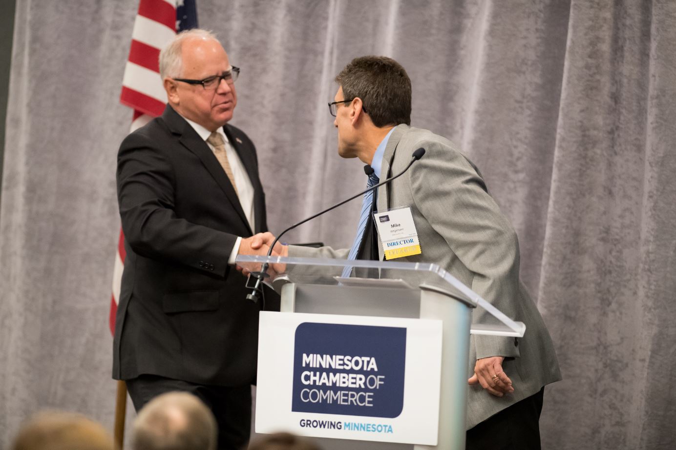 welcoming gov. tim walz to the stage