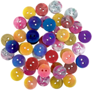 Buttons created from recycled plastic